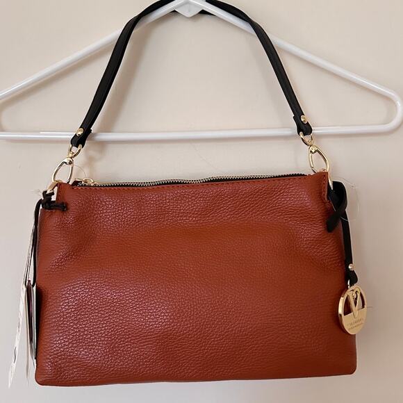 Valentina Convertible Crossbody  shoulder Bag Pebbled Tan Brown Italy Nwt - Picture 1 of 14